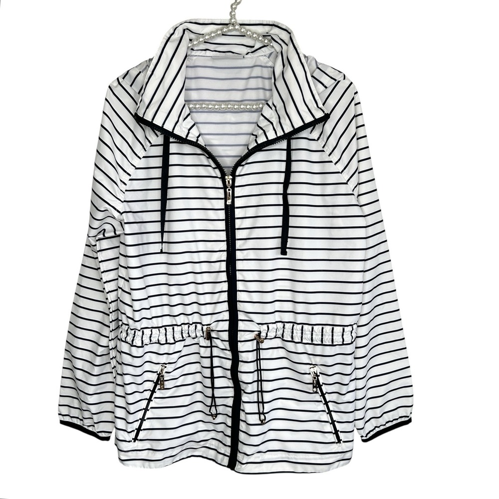 Princess Cruises Windbreaker Hooded Jacket S Nautical Stripe Zip Travel Vacation